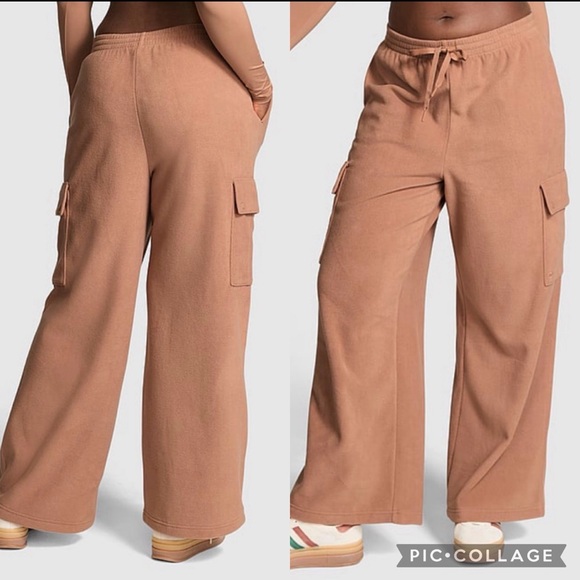 PINK Victoria's Secret Pants - PINK Micro Fleece Wide-Leg Cargo Pants